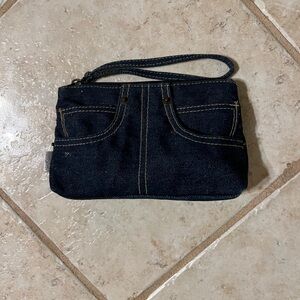 vintage y2k new denium zipper wristlet by Allie 7.5”x4”